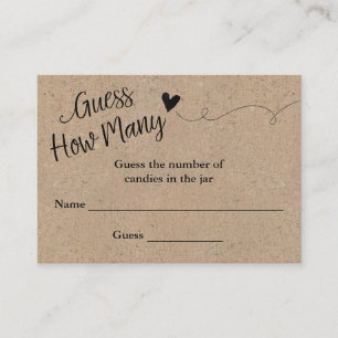 Visite Rustic Kraft Script Devine Combien De Carte De Jeu
