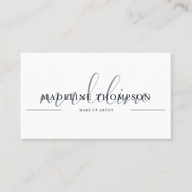 Visite Script de calligraphie bleu pâle Code QR Carte de  (Devant)
