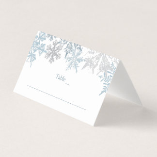Visite Silver Blue Snowflakes Carte de lieu de mariage hi
