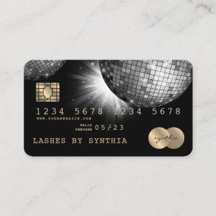 Visite Style carte de crédit Silver Disco Ball les années