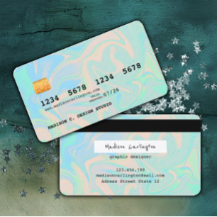 Visite Style de carte de crédit irisée Faux Holographiq