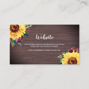 Visite Sunflowers Bourgogne Rose Wood Mariage Carte de si