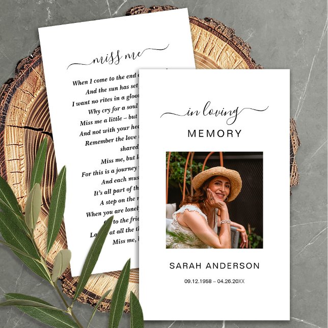 Visite Sympathie funéraire Carte de prière commémorative (Créateur téléchargé)