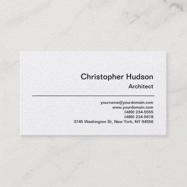 Visite Unique Pearl Simple Plain Architect Carte de visit (Devant)