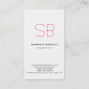 Visite Unique rouge Monogramme blanc mignon Carte de visi