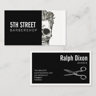 Visite Vintage Barber Shop Ciseaux de crâne Carte de visi