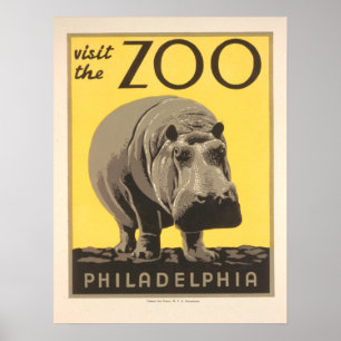 Visite vintage le zoo - affiche de Philadelphie