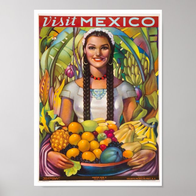 Visite vintage Mexique Travel Poster (Devant)