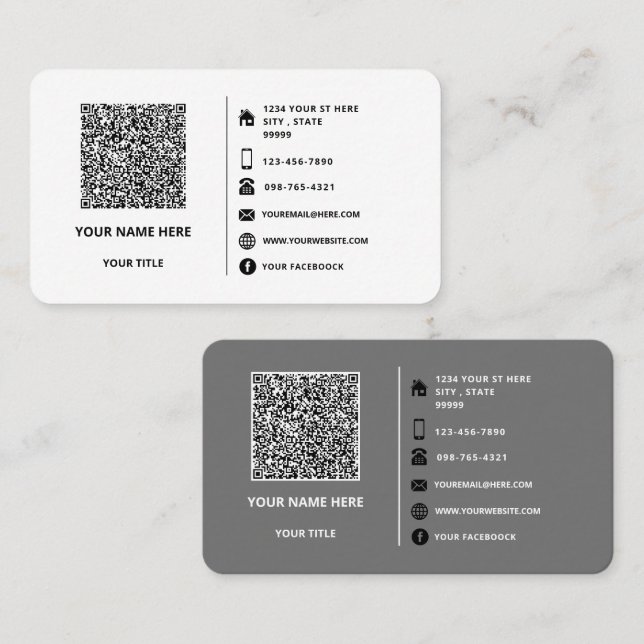 Visite Vos informations d'analyse de code QR Carte de vis (Devant / Derrière)