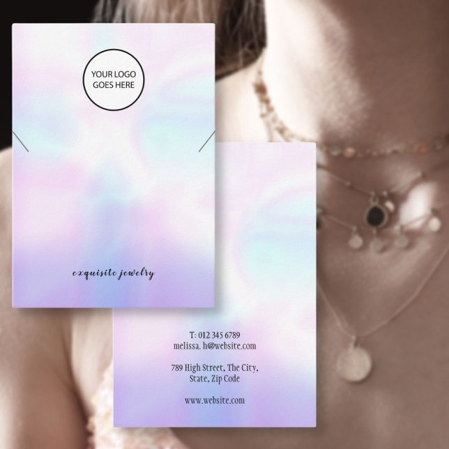 Visite Votre carte de présentation de collier iridescent  (Your Logo Iridescent Necklace Jewelry Display Card)