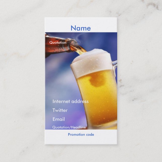 Visite Votre carte promotionnelle de bière (Devant)