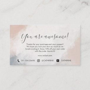 Visite Watercolor Nail Art Carte de remerciements
