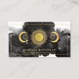 Visite Yoga Instructeur Gold Black Sun Moon Carte de visi