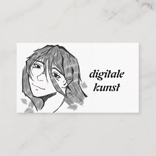 Visitekaartje lineart girl visitenkarte (Vorderseite)