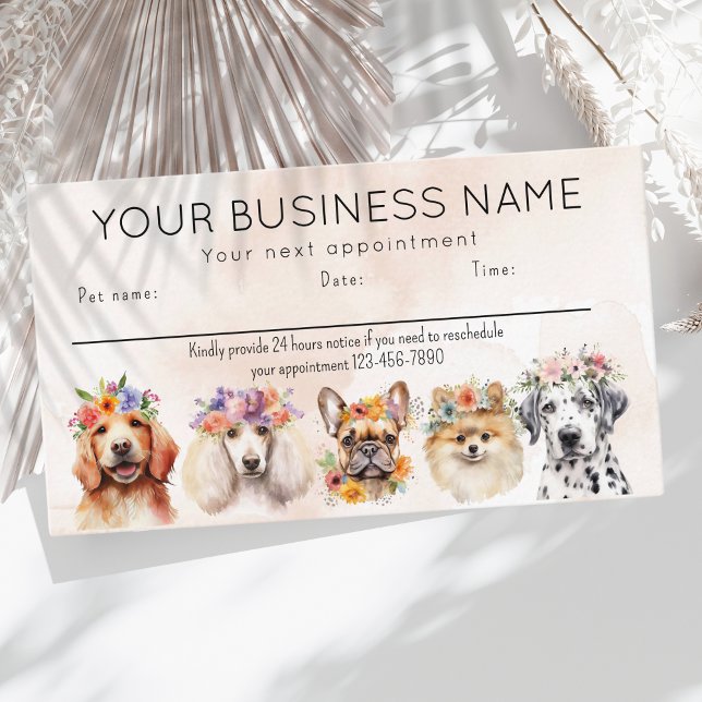 Visitenkarte Aquarellhunde Blume, Beige (Von Creator hochgeladen)