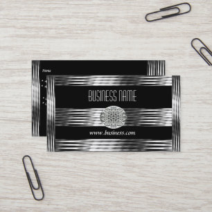 Visitenkarte Art Deco Schwarz Silber Chrom