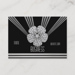Visitenkarte Art Deco schwarzer Streifen Diamant J