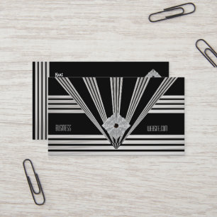 Visitenkarte Art Deco Schwarzer Streifen Silver Je