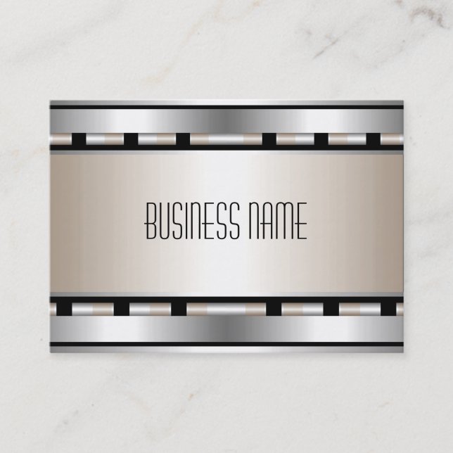 Visitenkarte Art Deco Schwarzes Silber Streifen (Vorderseite)