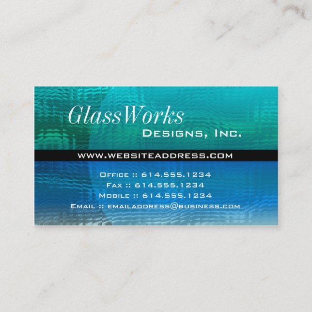 Visitenkarte:: Blaues u. grünes Glas modern Visitenkarte (Vorderseite)