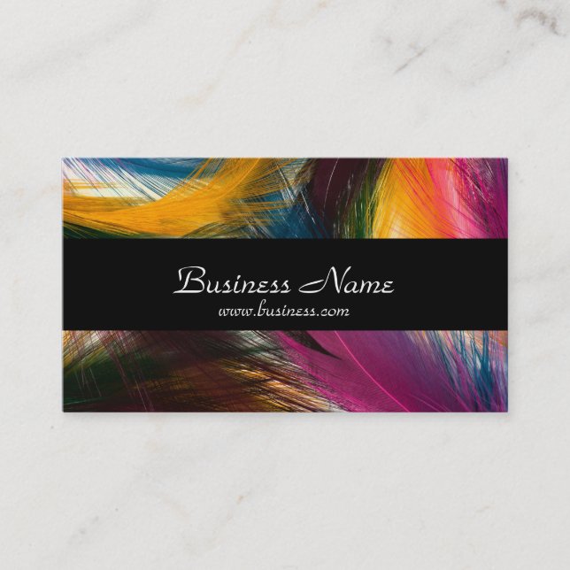 Visitenkarte Business Colorful Wild Feather Black (Vorderseite)