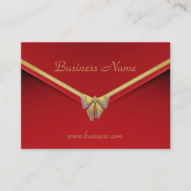Visitenkarte Business Red Gold Bow (Vorderseite)