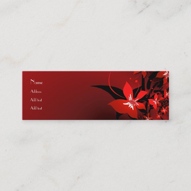 Visitenkarte Business Shady Red Floral lange (Vorderseite)