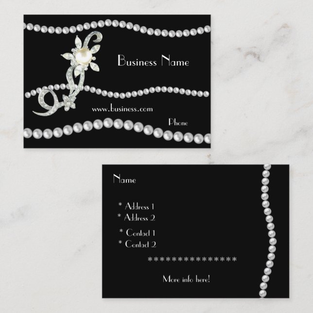 Visitenkarte Business Verziert Pearls Juwels (0142 (Vorne/Hinten)