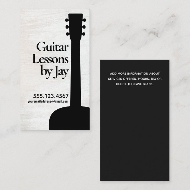 Visitenkarte des akustischen Gitarrenlehrers (Vorne/Hinten)