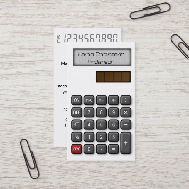 Visitenkarte des Finanzrechners (weiß) (Vorderseite/Rückseite Beispiel)