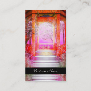 Visitenkarte Elegante asiatische Szene Silver Pink