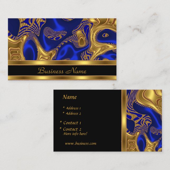 Visitenkarte Elegante Exotic Blue Gold Abstrakt (Vorne/Hinten)