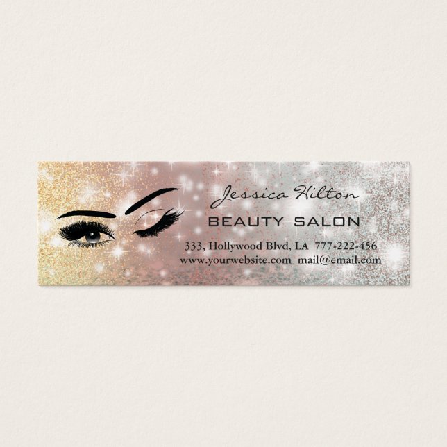 Visitenkarte elegante glitzernde Wimpern (Vorderseite)