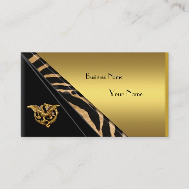 Visitenkarte Elegante Gold Black Jewel Wild 2 (Vorderseite)