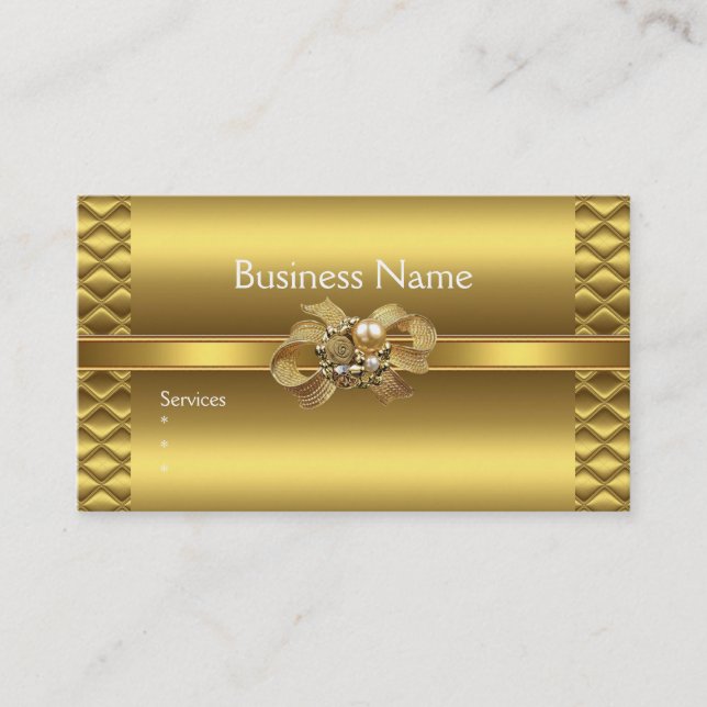 Visitenkarte Elegante Gold BowsTile Trim Juwel (Vorderseite)