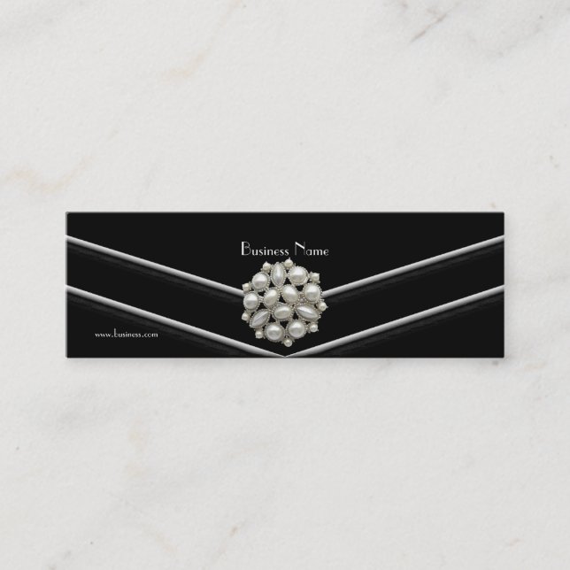 Visitenkarte Elegante Schwarz-weiß Pearl Jewel (Vorderseite)