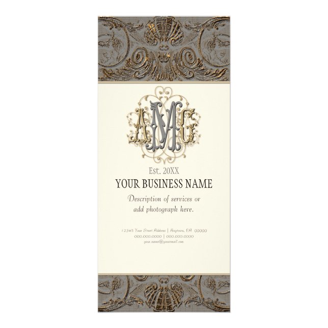 Visitenkarte - Elegantes antikes Gold Barock Werbekarte (Vorne)