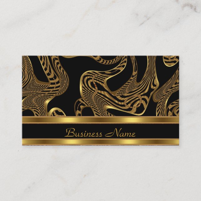 Visitenkarte Elegantes Exotisches Schwarzes Gold A (Vorderseite)