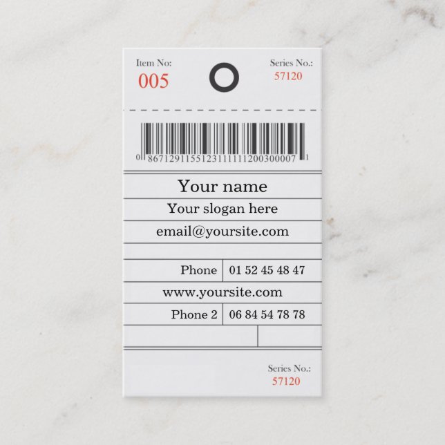 Visitenkarte etikettiert (Vorderseite)