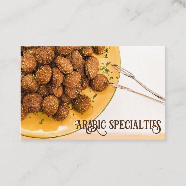 Visitenkarte Falafel Arabic Specialties honiggelb (Vorderseite)