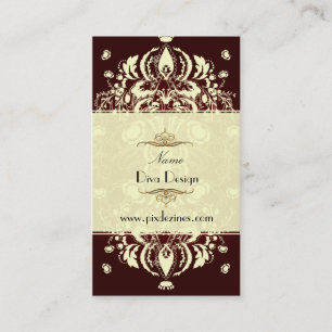 Visitenkarte Floral Damask Crimson Red