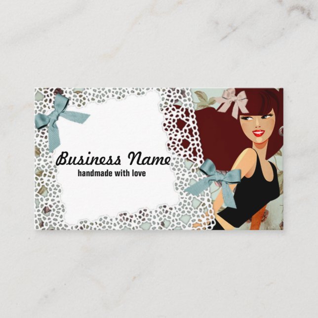 Visitenkarte - Frau, Mode, Mädchen, Haarbogen (Vorderseite)