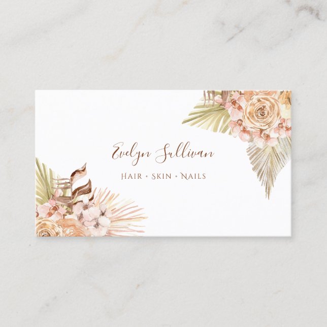 Visitenkarte für Boho Peach-Blume (Vorderseite)