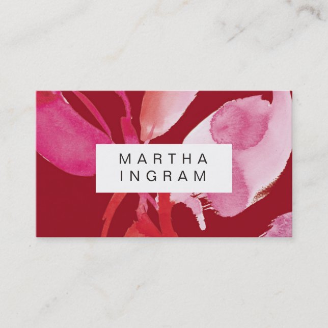 Visitenkarte für das kühne Aquarell-Rot und Rosa (Vorderseite)