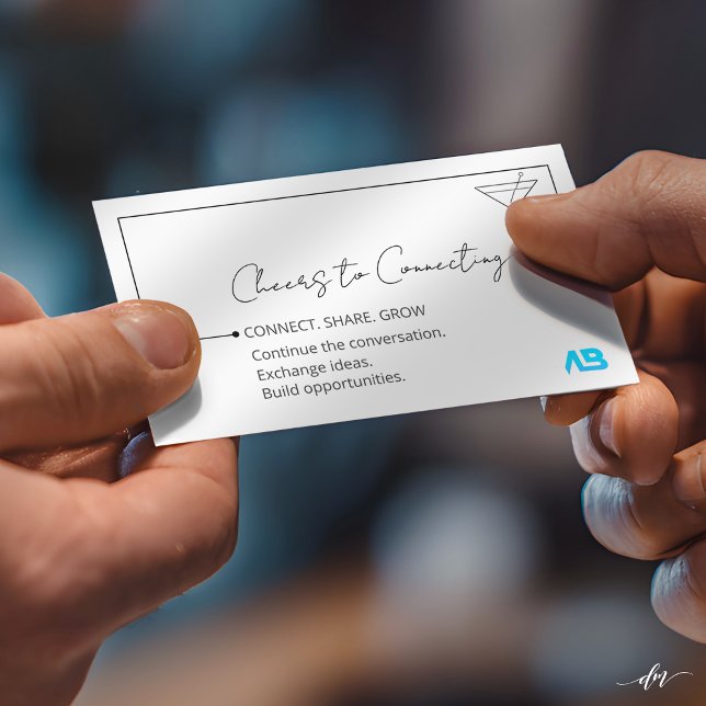 Visitenkarte für das Networking (Professional business card exchange moment capturing real connection and first impressions)