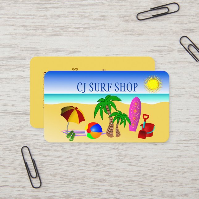Visitenkarte für den Surfshop (Vorderseite/Rückseite Beispiel)