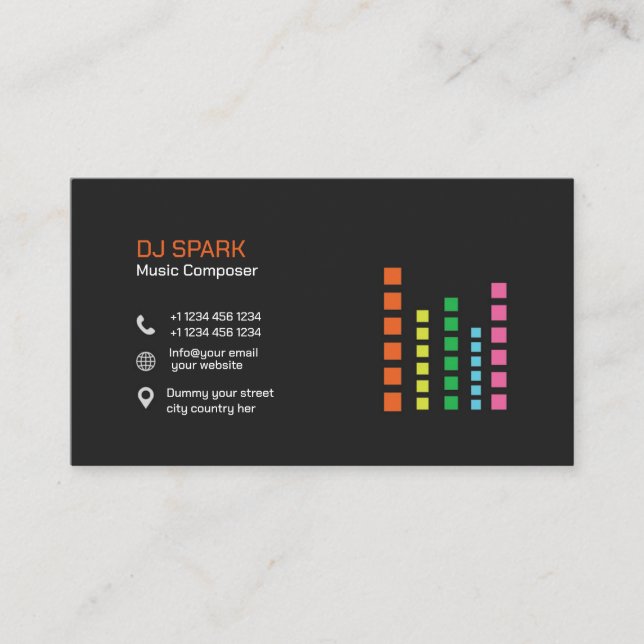 Visitenkarte für DJ Business Telefonnummerkarte (Vorderseite)