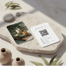 Visitenkarte für Hautpflege-Marke mit Foto und QR-