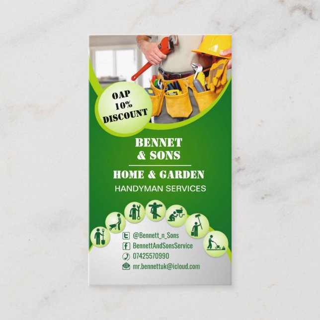 Visitenkarte für Heimwerkerdienstleistungen (Vorderseite)