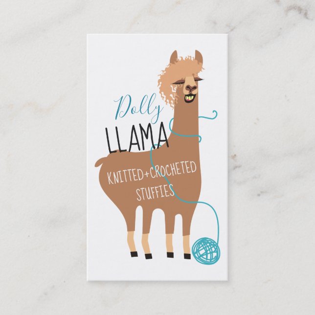 Visitenkarte für Lama-Garne aus Strickwaren (Vorderseite)